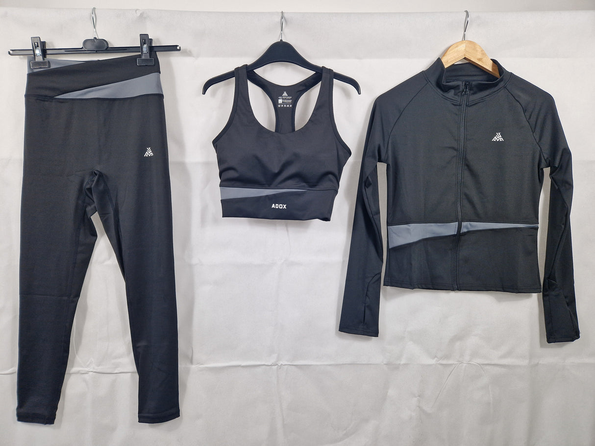 Adox 3-Piece Activewear Set – Sports Bra | Leggings | Zip Jacket